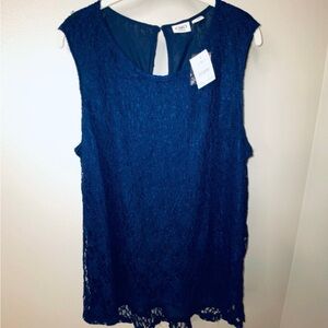 3 for $15 NWT Sz 18/20 Cato Blue Sleeveless Top w/lace overlay (not scratchy)